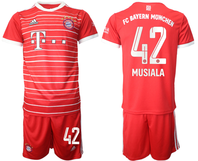 Men 2022-2023 Club Bayern Munich home Red 42 Adidas Soccer Jersey